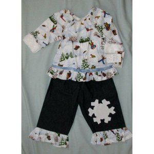 NWT $74 Carolina Kids 3 3T Faux Fur Winter Jeans Outfit Set Christmas Holiday